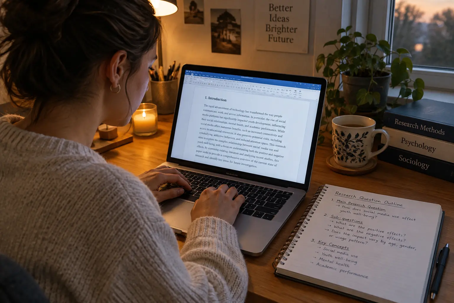 Student schrijft de gap-paragraaf in de inleiding van de scriptie