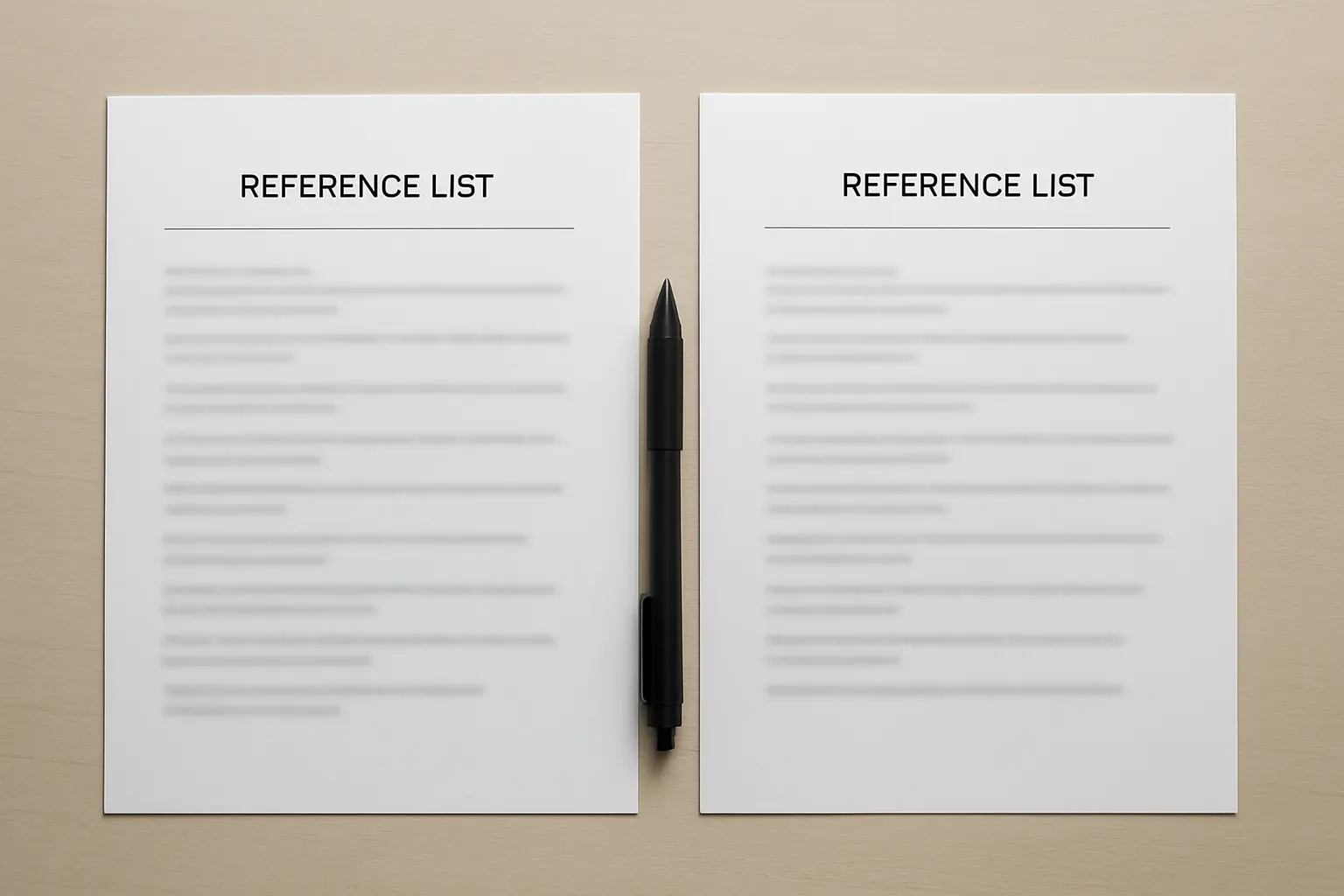 Twee gescheiden lijsten op papier, een voor literatuur en een voor wetgeving en rechtspraak