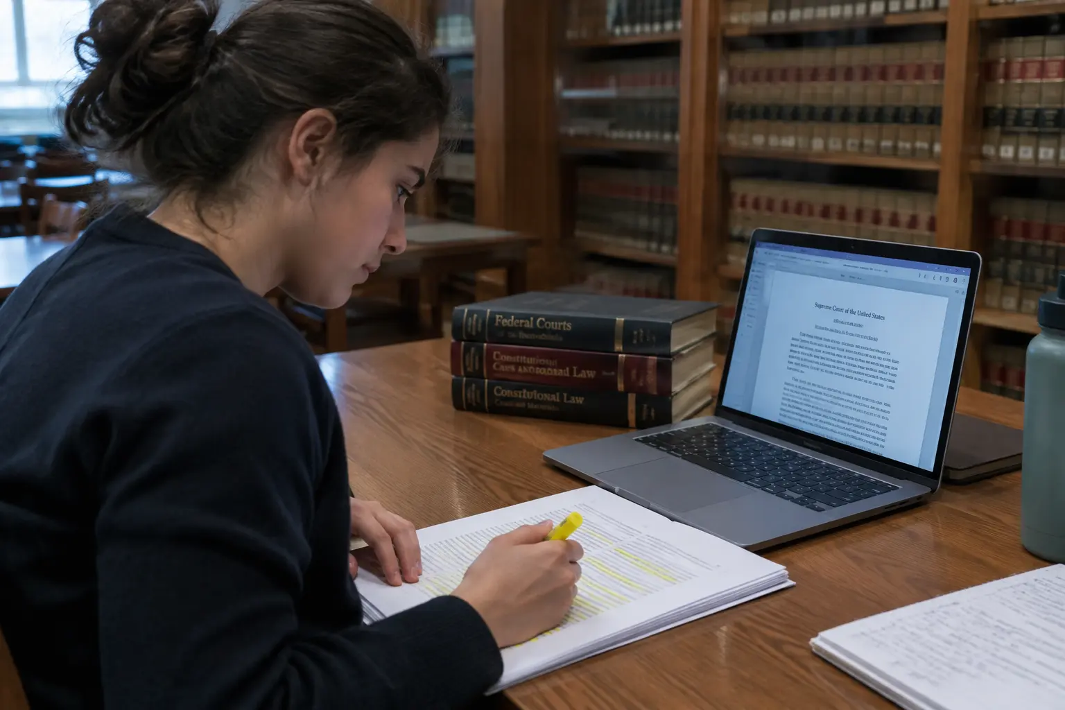 Student controleert een AI-gegenereerde verwijzing naar jurisprudentie handmatig