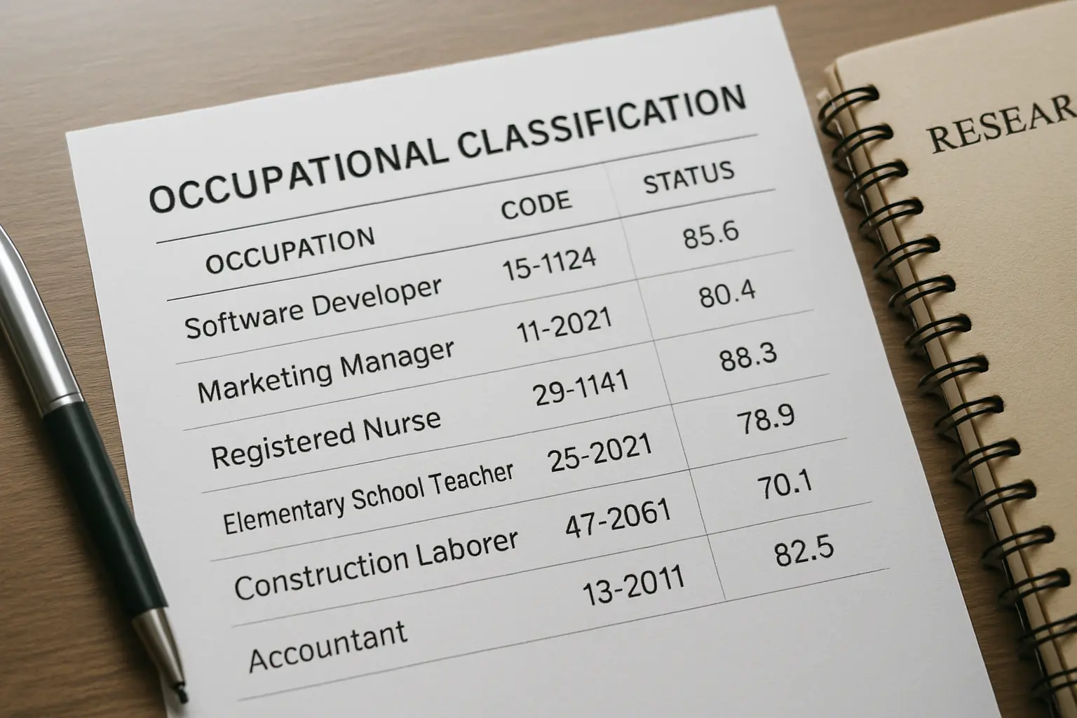 Beroepenclassificatie gebruikt om ISEI-status scores te coderen voor sociologisch onderzoek